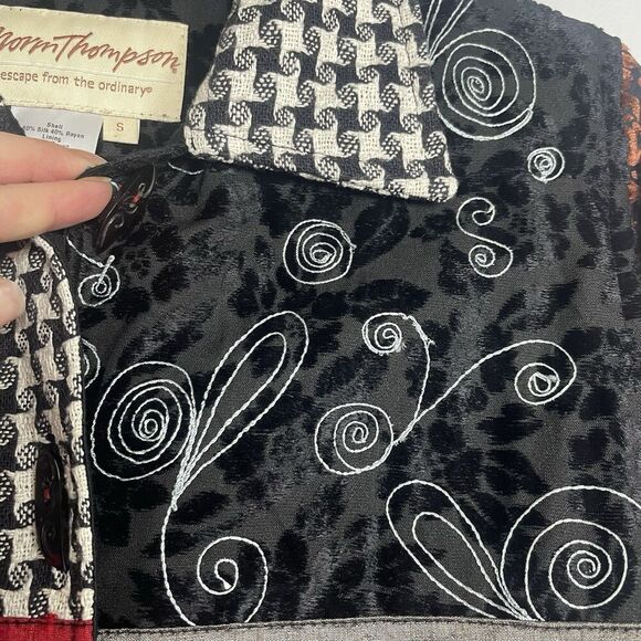 NORM THOMPSON Velvet Silk Colorblock Jacket Small Multicolor Patchwork Artsy - Picture 2 of 7